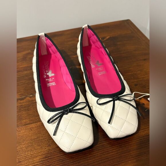 NWT Libera Mente Genuine Leather Made in Italy Quilted Ballet Flat Shoes Size 7 - Picture 1 of 9